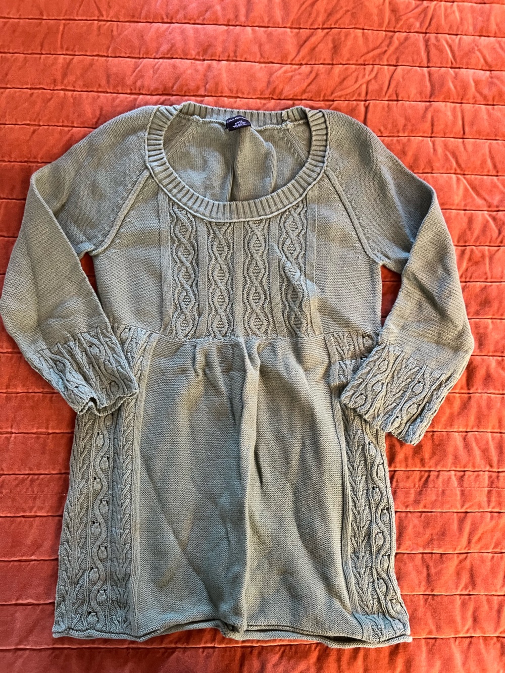 Calvin Klein Jeans Olive Cable-Knit Scoop Neck Babydoll Top Vintage Y2K